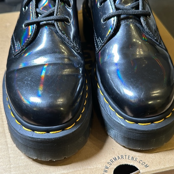 Dr Martens Docs Jason Gunmetal Hologram Platform Combat Boots - Picture 3 of 5